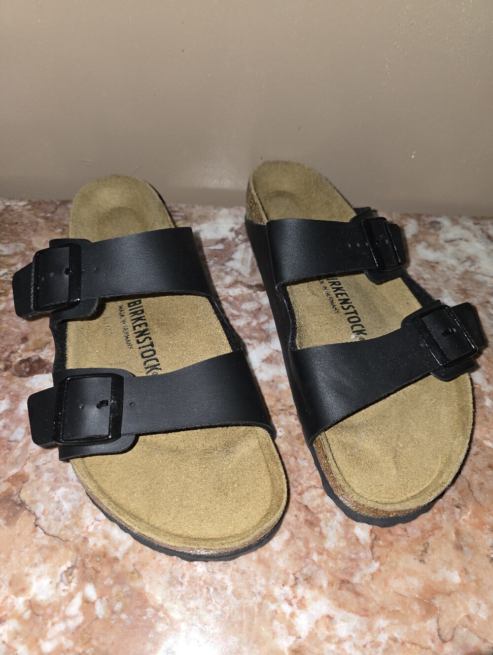 Birkenstock Mens Black Double Buckle Slide Sandals Size 10